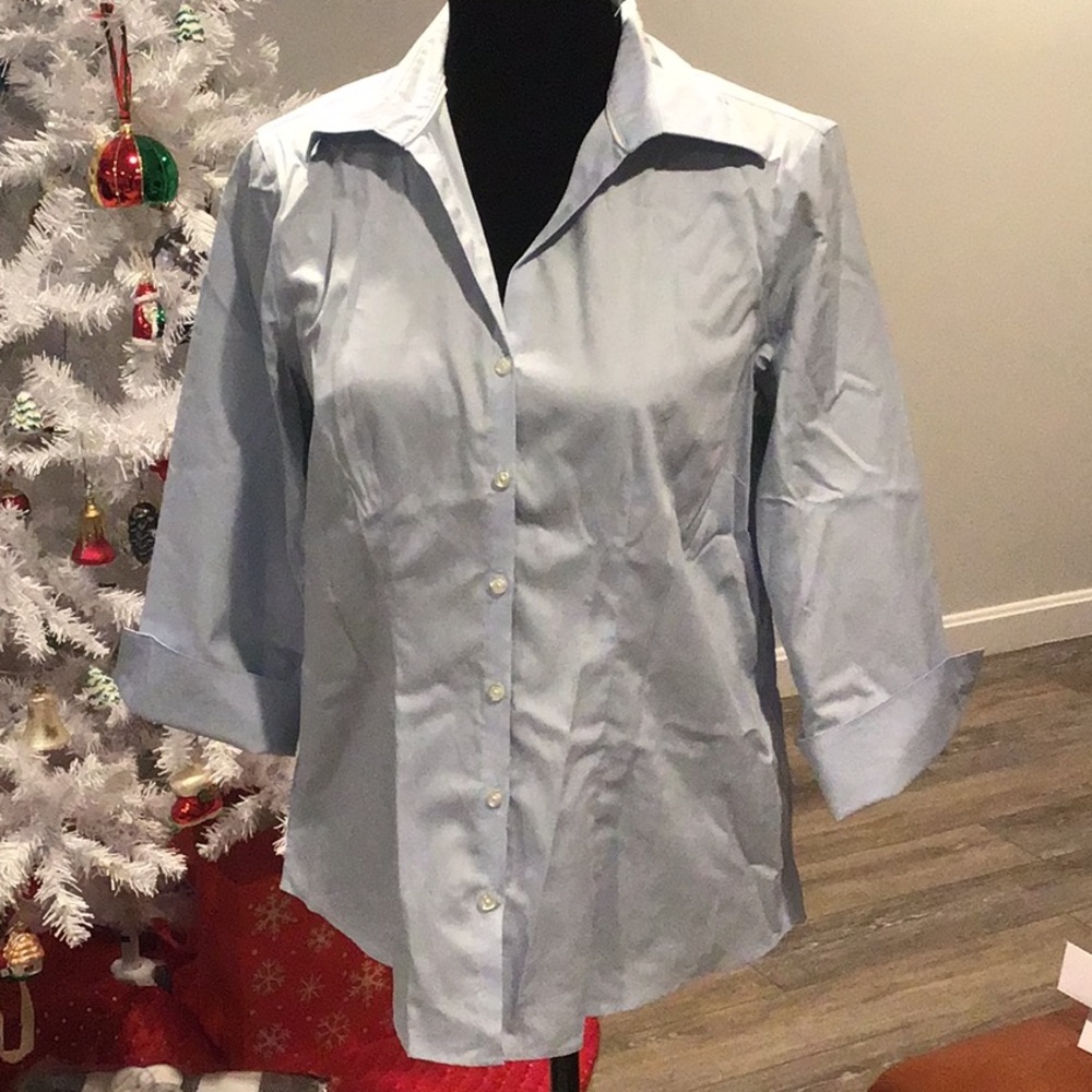 Lands end light blue button down shirt size 10